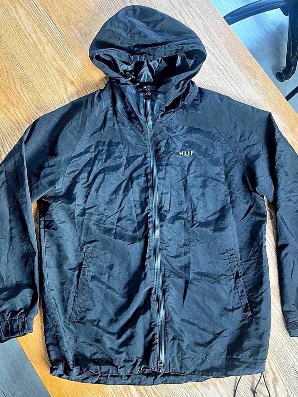 HUF Worldwide Hooded Nylon Windbreaker Jacket Black